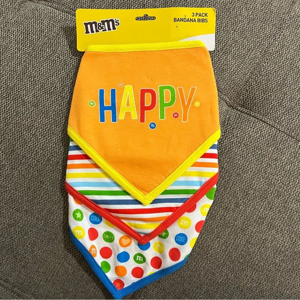NEW 2019 M&M’s 3 Pack Bandana Bibs